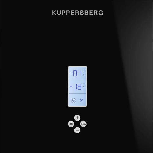 Холодильник Kuppersberg/ Холодильник Kuppersberg, High-Tech, двухкамерный, полезный объем 360 л, ширина 60 см, No Frost, LED дисплей, антибактериальный пластик, суперзаморозка, суперохлаждение, зона свежести, электронное управление, перенавешиваемые двери