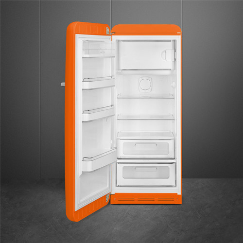 Холодильник SMEG/ Отдельностоящий однодверный холодильник, стиль 50-х годов, 60 см, оранжевый, петли слева