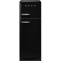 Холодильник SMEG/ Отдельностоящий двухдверный холодильник,стиль 50-х годов, 60 см, черный, петли справа