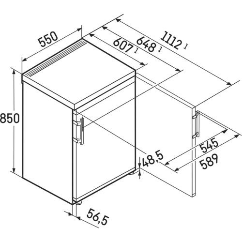Холодильник Liebherr/ Серия Pure,85x55х60.7, однокамерный,объем 97+15 литров,цвет Dark Grey,ручки c толкателем