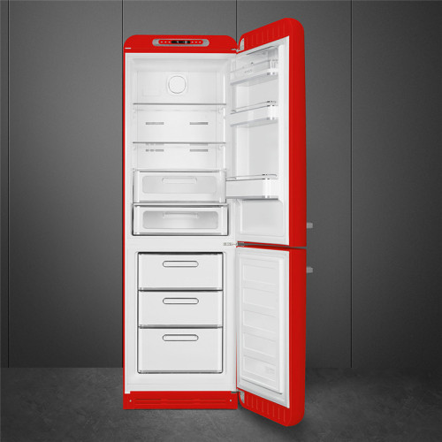 Холодильник SMEG/ Отдельностоящий двухдверный холодильник, стиль 50-х годов, 60 см, красный, No-frost, петли справа