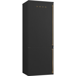 Холодильник SMEG/ Coloniale, Отдельностоящий холодильник, 70 см, антрацит, фурнитура латунная, петли слева