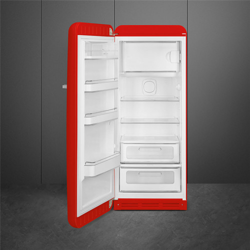 Холодильник SMEG/ Отдельностоящий однодверный холодильник, стиль 50-х годов, 60 см, красный, петли слева Холодильник SMEG/ Отдельностоящий однодверный холодильник, стиль 50-х годов, 60 см, красный, петли слева