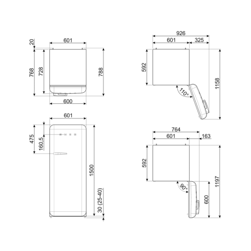 Холодильник SMEG/ Холодильник SMEG, отдельностоящий, стиль 50-х, однокамерный, внутренняя морозильная камера, объем 270 л (244 + 26), LED освещение, инверторный компрессор, энергоэффективность С, цвет розовый