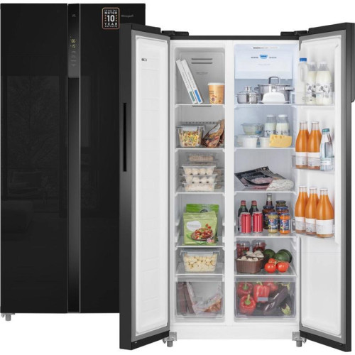 Холодильник Weissgauff WSBS 500 Inverter NoFrost 2-хкамерн. черный стекло инвертер