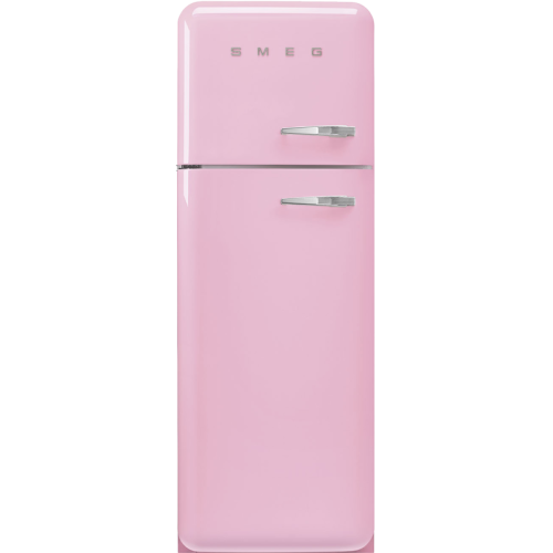Холодильник SMEG/ Отдельностоящий двухдверный холодильник, стиль 50-х годов, 60 см, розовый, петли слева