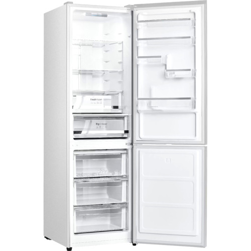 Отдельностоящий холодильник EVELUX, объем 344 л, объем холодильной камеры 235, объем морозильной камеры 109, цифровой дисплей, сенсорное управление, , LED освещение, NoFrost, динамическое охлаждение, перенавешиваемые двери, энергоэффективность А+, уровень