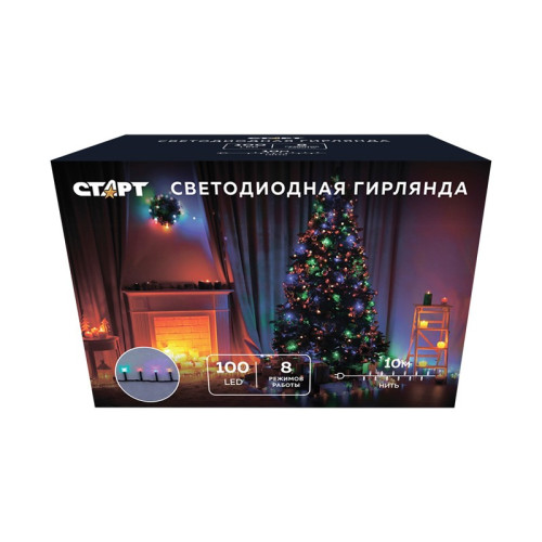 Гирлянда СТАРТ НГ 100LED 220V 8 реж 20м нить