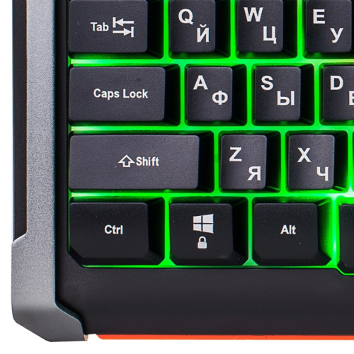 Клавиатура Oklick 710G BLACK DEATH черный/оранжевый USB Multimedia for gamer LED (476393)