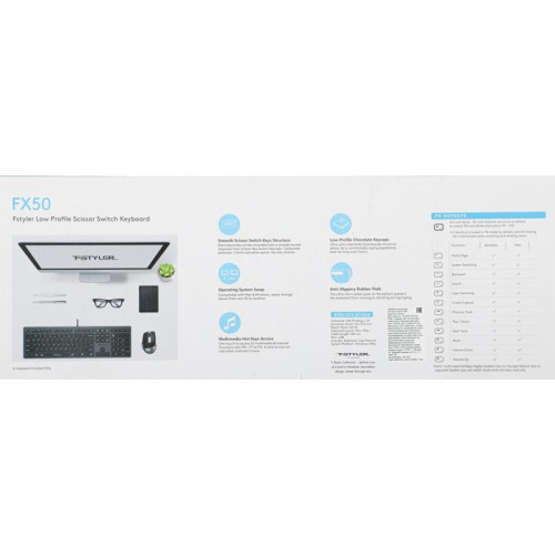 Клавиатура A4Tech Fstyler FX50 серый USB slim Multimedia (FX50 GREY)