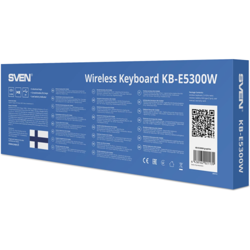 Беспроводная клавиатура SVEN KB-E5300W графит (109 кл.+12Fn)