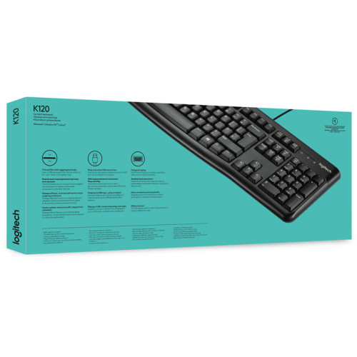 Клавиатура/ Keyboard Logitech K120 (USB, waterproof, low profile)