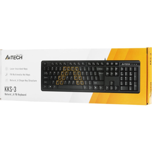 Клавиатура A4Tech KKS-3 черный USB