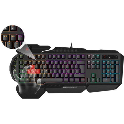Клавиатура A4Tech Bloody B310N черный USB Multimedia for gamer LED (подставка для запястий) (B310N)
