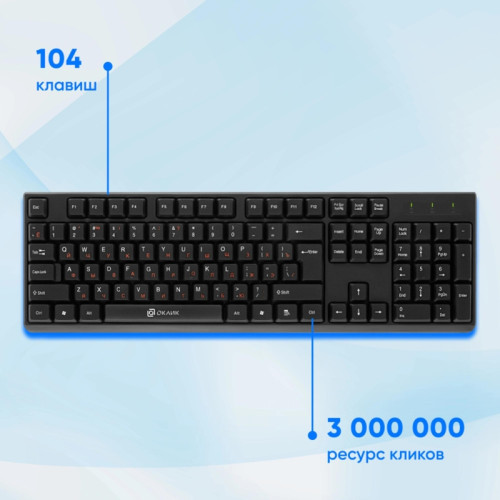 Клавиатура Oklick 100M HW3 черный USB (654570)