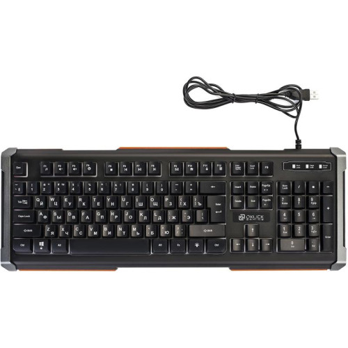 Клавиатура Oklick 717G BLACK DEATH черный/оранжевый USB Multimedia for gamer LED (476395)