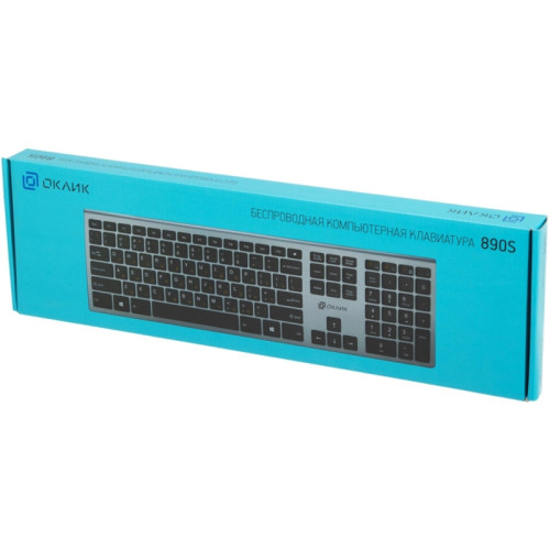Клавиатура Oklick 890S серый USB беспроводная slim