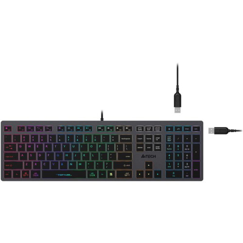 Клавиатура A4Tech Fstyler FX60H серый USB slim LED (FX60H GREY/NEON)