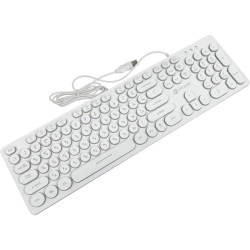 Клавиатура Oklick 420MRL белый USB slim Multimedia LED