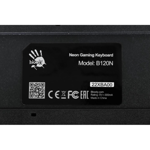 Клавиатура A4Tech Bloody B120N черный USB Multimedia for gamer LED (подставка для запястий) (B120N)