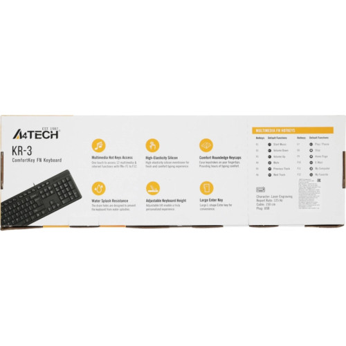Клавиатура A4Tech KR-3 черный USB Клавиатура A4Tech KR-3 черный USB