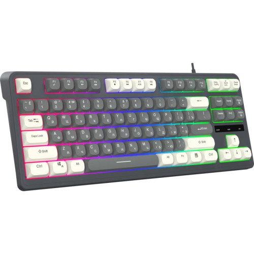 Клавиатура Oklick 711G серый/белый USB Multimedia for gamer LED (1790385)