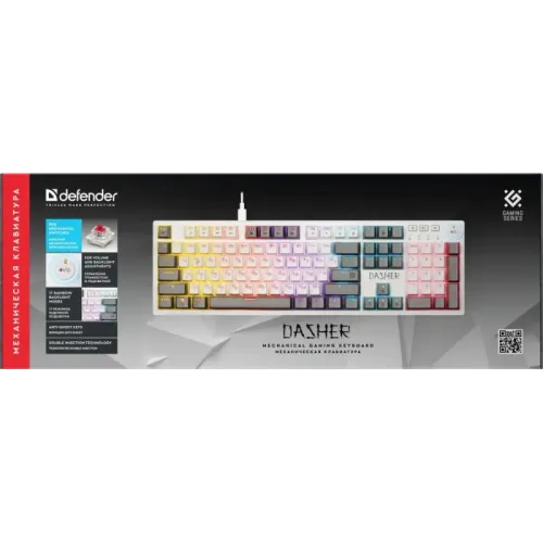 Defender Механическая клавиатура Dasher GK-472 RU,бел/сер,104кн,YH красн,1.5м