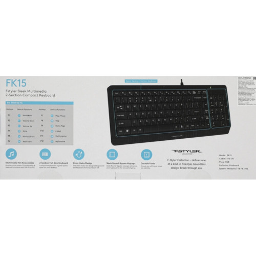 Клавиатура A4Tech Fstyler FK15 черный USB (FK15 BLACK) Клавиатура A4Tech Fstyler FK15 черный USB (FK15 BLACK)