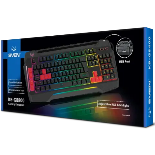 Игровая клавиатура SVEN KB-G8800 (109 кл, макросы, RGB-подсветка, звук. индикация, USB-порт) Игровая клавиатура SVEN KB-G8800 (109 кл, макросы, RGB-подсветка, звук. индикация, USB-порт)