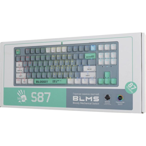 Клавиатура A4Tech Bloody S87 Energy механическая серый/зеленый USB for gamer LED (S87 USB ENERGY ASH)