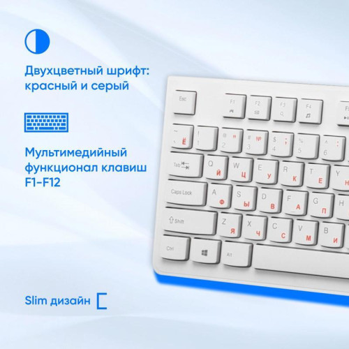 Клавиатура Oklick 505M белый USB slim