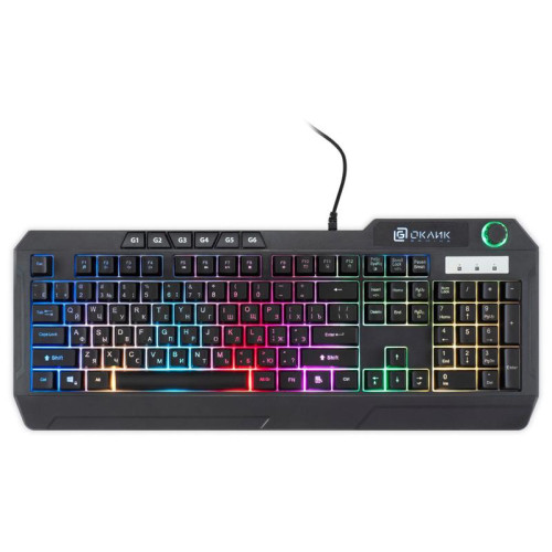 Клавиатура Oklick 715G черный USB Multimedia for gamer LED (1680657)