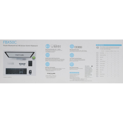 Клавиатура A4Tech Fstyler FBX50C черный USB беспроводная BT/Radio slim Multimedia (FBX50C GREY)