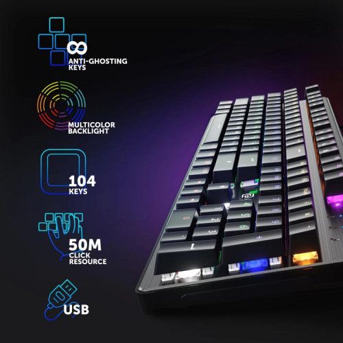 Клавиатура Oklick 970G Dark Knight механическая черный/серебристый USB for gamer LED