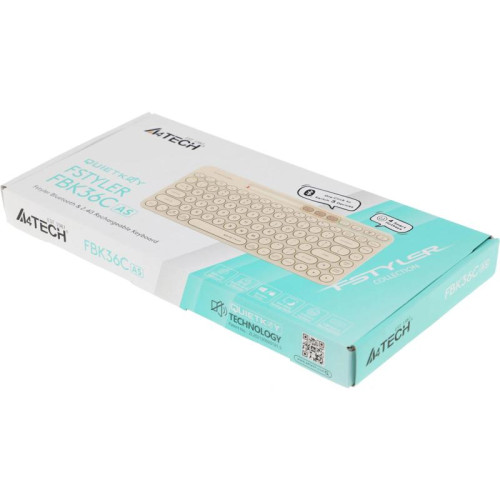 Клавиатура A4Tech Fstyler FBK36C AS бежевый USB беспроводная BT/Radio slim Multimedia (FBK36C AS)
