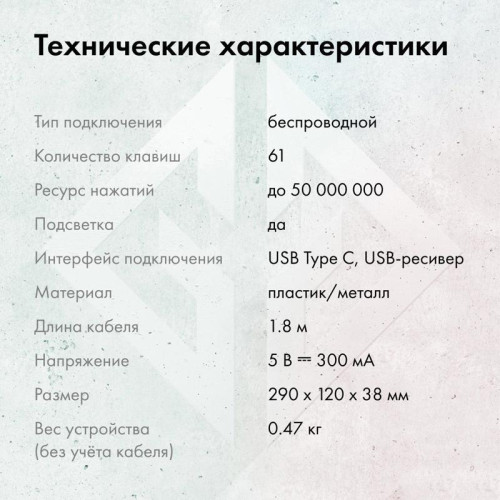 Клавиатура GMNG GG-KB500XW механическая черный USB беспроводная BT/Radio Multimedia for gamer LED (1910516)