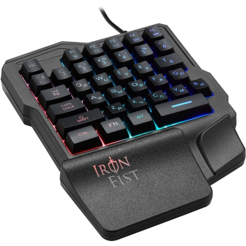 Игровой блок Oklick 701G IRON FIST черный USB for gamer LED (подставка для запястий) (1196590)
