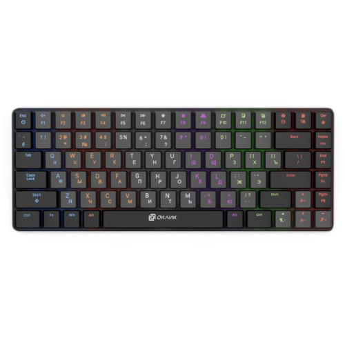 Клавиатура Oklick K615X механическая серый/серебристый USB slim Multimedia for gamer LED (1934413)