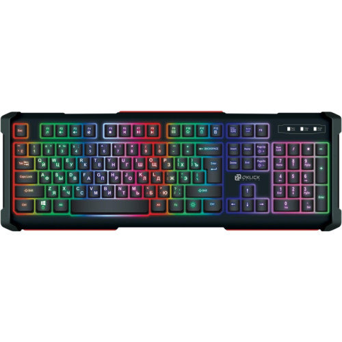 Клавиатура Oklick 717G BLACK DEATH черный/оранжевый USB Multimedia for gamer LED (476395)