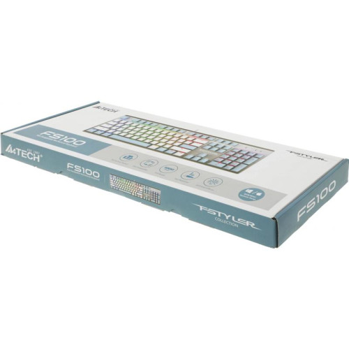 Клавиатура A4Tech Fstyler FS100 Neon механическая синий/белый USB for gamer LED (FS100)