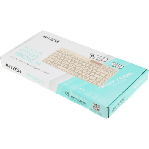 Клавиатура A4Tech Fstyler FBK26C AS бежевый USB беспроводная BT/Radio slim Multimedia (FBK26C AS)