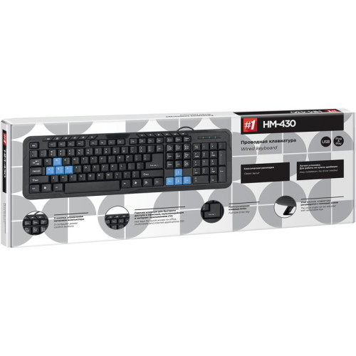 Defender #1 Проводная клавиатура HM-430 RU,черный,полноразмерная Defender #1 Проводная клавиатура HM-430 RU,черный,полноразмерная