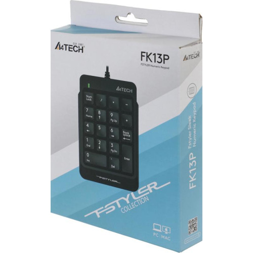 Числовой блок A4Tech Fstyler FK13P черный USB slim для ноутбука (FK13P BLACK)