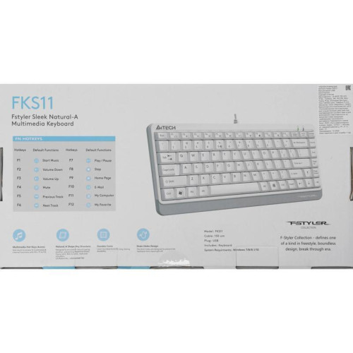 Клавиатура A4Tech Fstyler FKS11 белый/серый USB (FKS11 WHITE) Клавиатура A4Tech Fstyler FKS11 белый/серый USB (FKS11 WHITE)