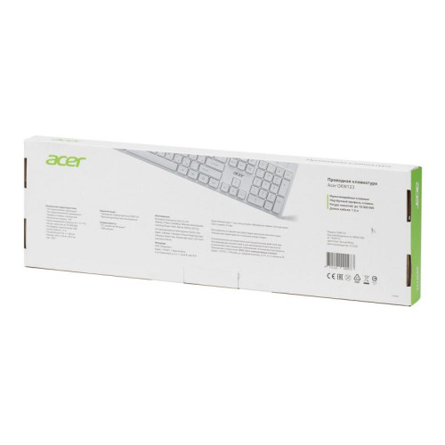 Клавиатура Acer OKW123 белый USB Multimedia (ZL.KBDEE.00D)