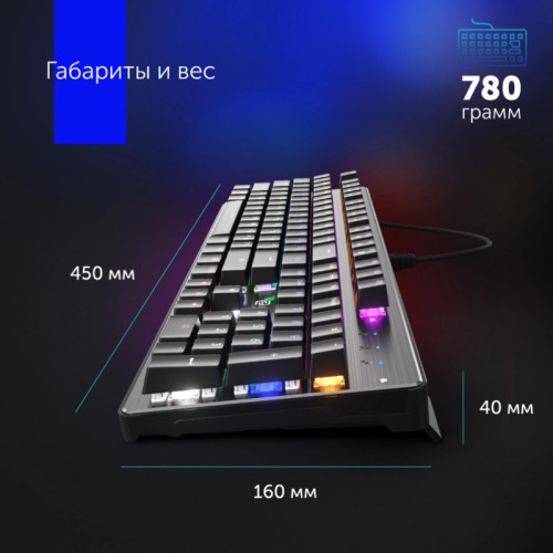 Клавиатура Oklick 970G Dark Knight механическая черный/серебристый USB for gamer LED