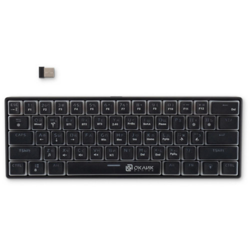 Клавиатура Oklick K763W механическая черный USB беспроводная BT/Radio Multimedia for gamer LED (1920548)