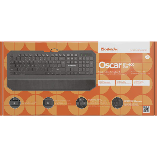 Defender Проводная клавиатура Oscar SM-600 Pro RU,черный,полноразмерная USB Defender Проводная клавиатура Oscar SM-600 Pro RU,черный,полноразмерная USB