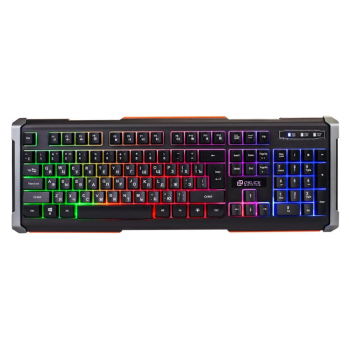 Клавиатура Oklick 710G BLACK DEATH черный/оранжевый USB Multimedia for gamer LED (476393)