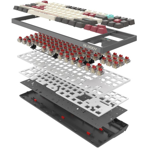 Клавиатура A4Tech Bloody WS87 механическая серый/красный USB беспроводная BT/Radio Multimedia for gamer LED (WS87)